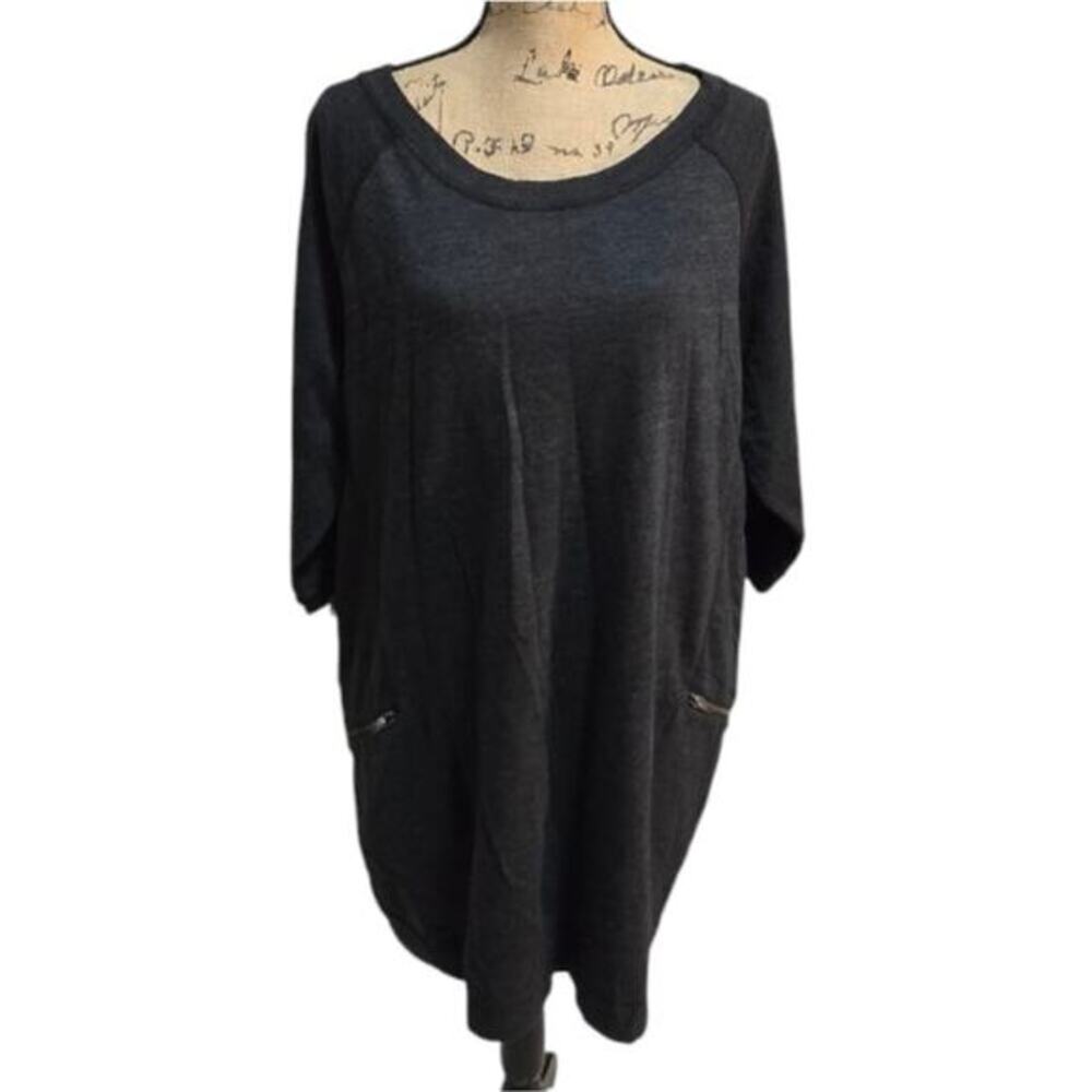 Ellos Gray Tunic Top with Pockets Womens Plus Size Raglan Sleeve Casual 18/20 2X